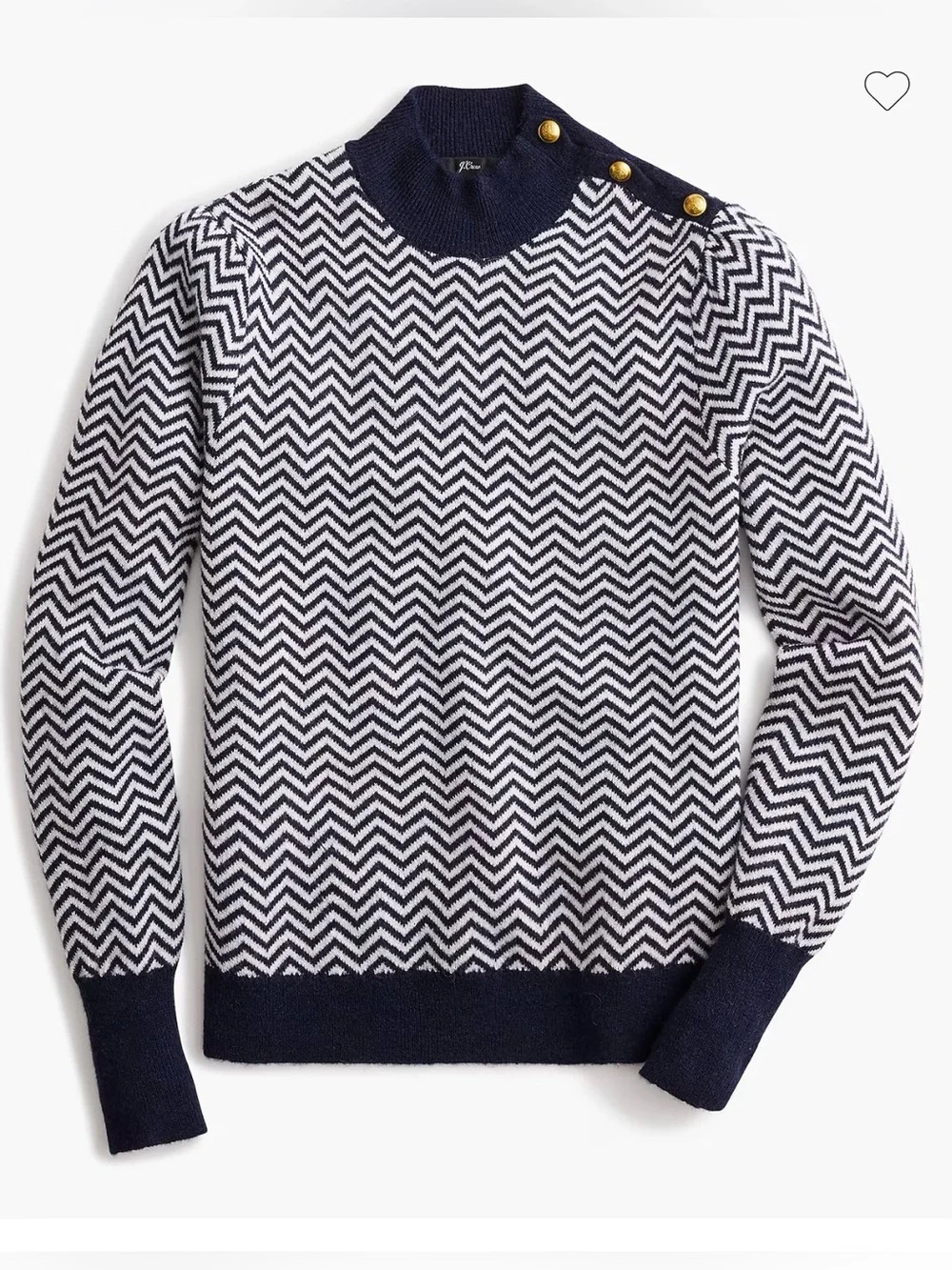 JCREW Button-detail mockneck sweater in herringbone size medium